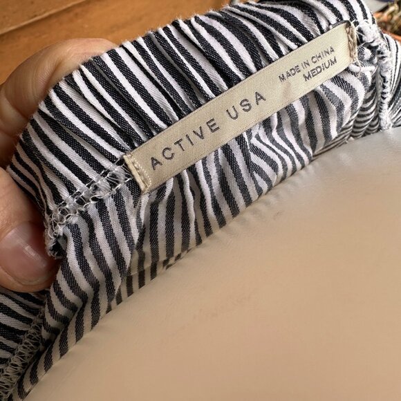 Active USA Off the Shoulders Striped Blue White Jump Ship Top Size M - Picture 3 of 9